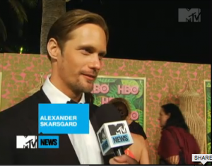 Screenshot from video of Alexander Skarsgard being interviewed by MTV