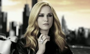 Evan Rachel Wood,True Blood's Queen Sophie-Anne, w/ actor Chris Evans in a Gucci fragrance advert