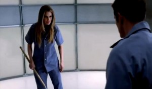 Pam (Kristin Bauer van Straten) and Eric Northman (Alexander Skarsgard) battle it out in HBO's True Blood Season 6, Episode 6, entitled 'Don;t You Feel Me?'