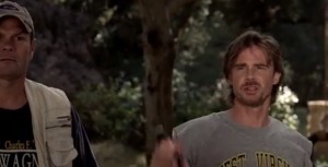 Chris Bauer (Andy Bellefleur) and Sam Merlotte (Sam Trammell) look for Terry Bellefleur (Todd Lowe) in HBO's True Blood Season 6, Episode 9, entitled 'Life Matters'