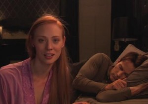 Jessica Hamby (Deborah Ann Woll) and Bill Compton (Stephen Moyer) chat about love in HBO's True Blood Season 7